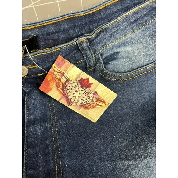 Big But Adorable Women's Denim Jeans 3XL Dark Wash Distressed Style JBBA-817 New - Picture 4 of 9
